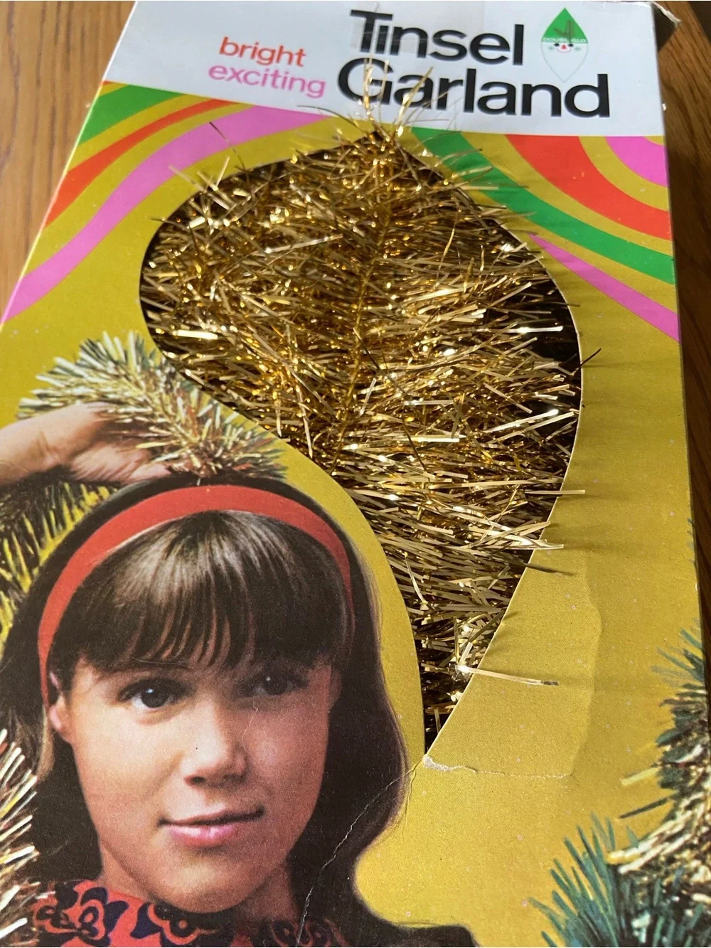 Vintage 1968 Gold Tinsel Garland in Original Box
